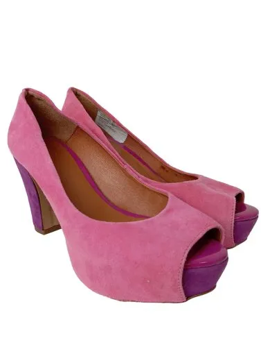 Alba Moda Escarpins à bout ouvert rose style décontracté