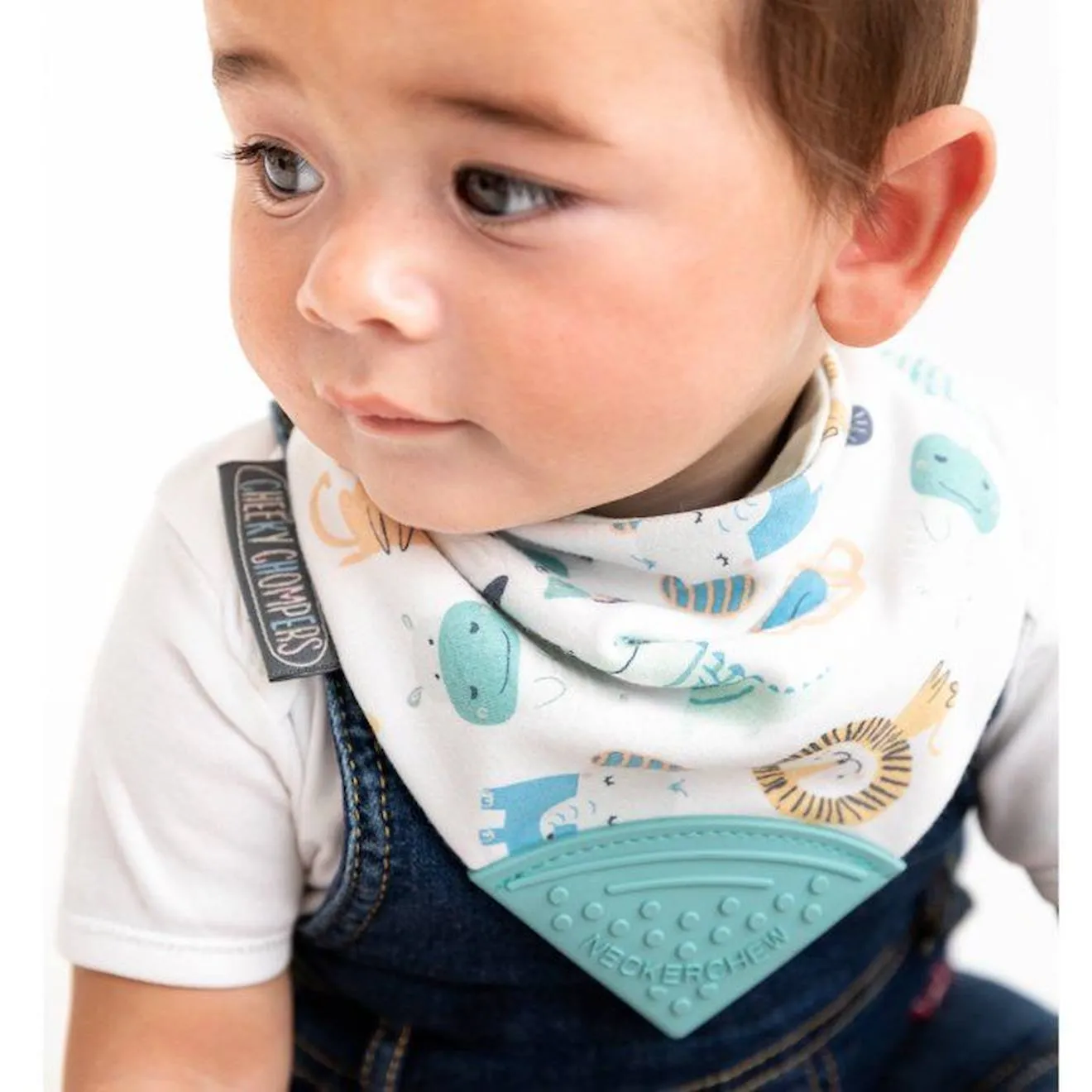 Bavoir bandana avec embout de dentition - Safari vert - Sevira Kids