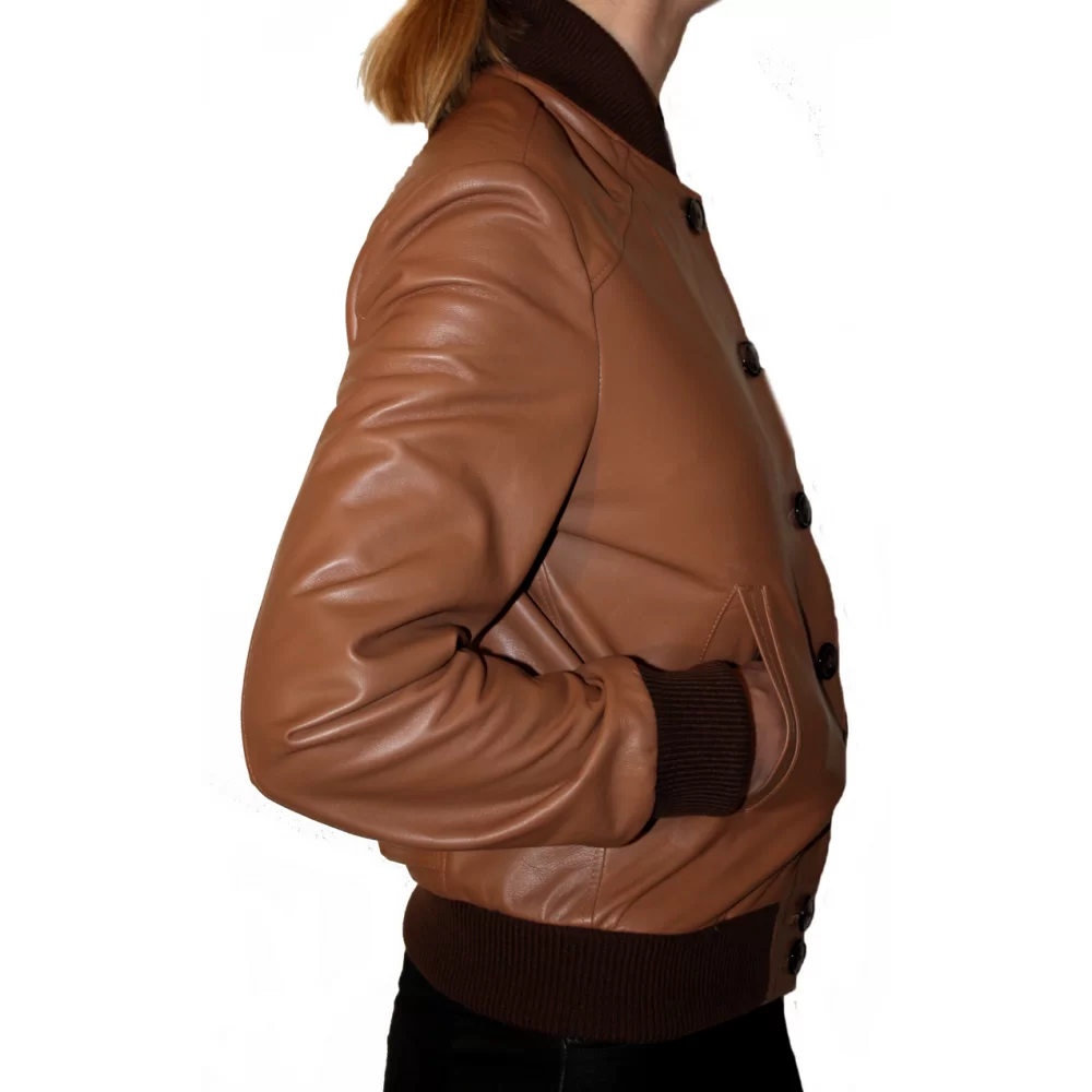 Blouson cuir femme style teddy agneau modèle Inissa