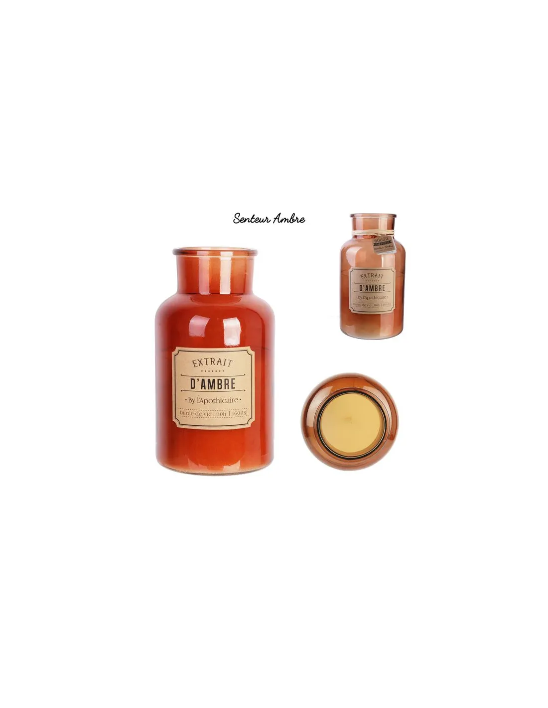 bougie parfumée ambre apothicaire h25.5cm m2 - home deco factory