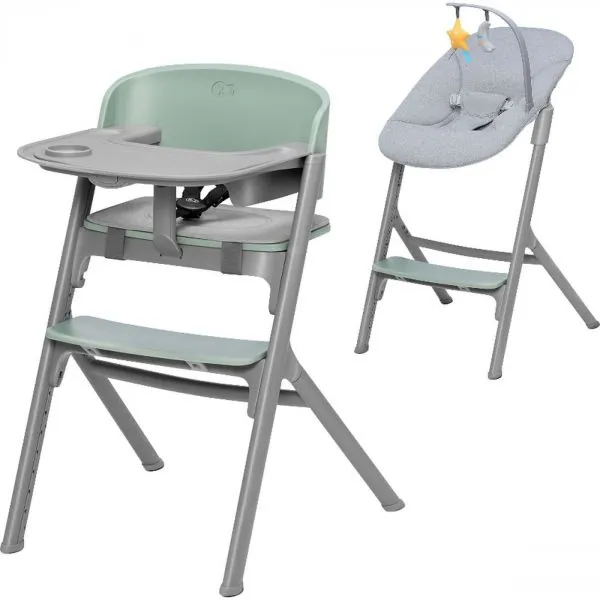 Chaise haute 4 en 1 Livy Olive Green + transat Calmee