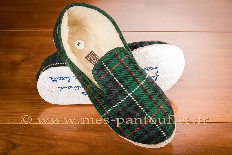 Charentaises écossais vert confort crêpe