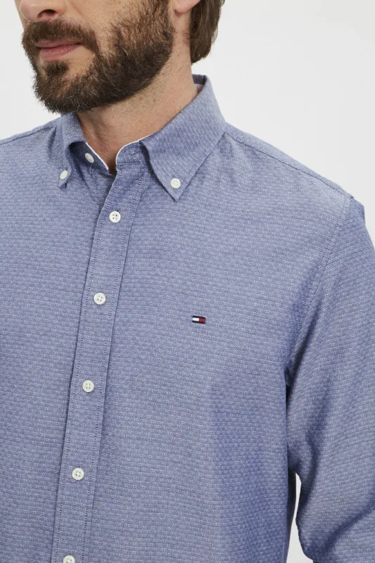 Chemise bleu indigo col boutonné