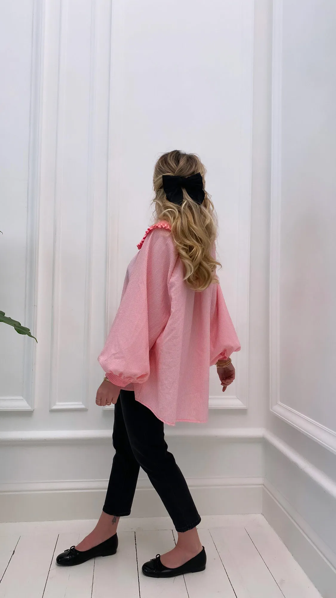 Chemise rose vichy col claudine