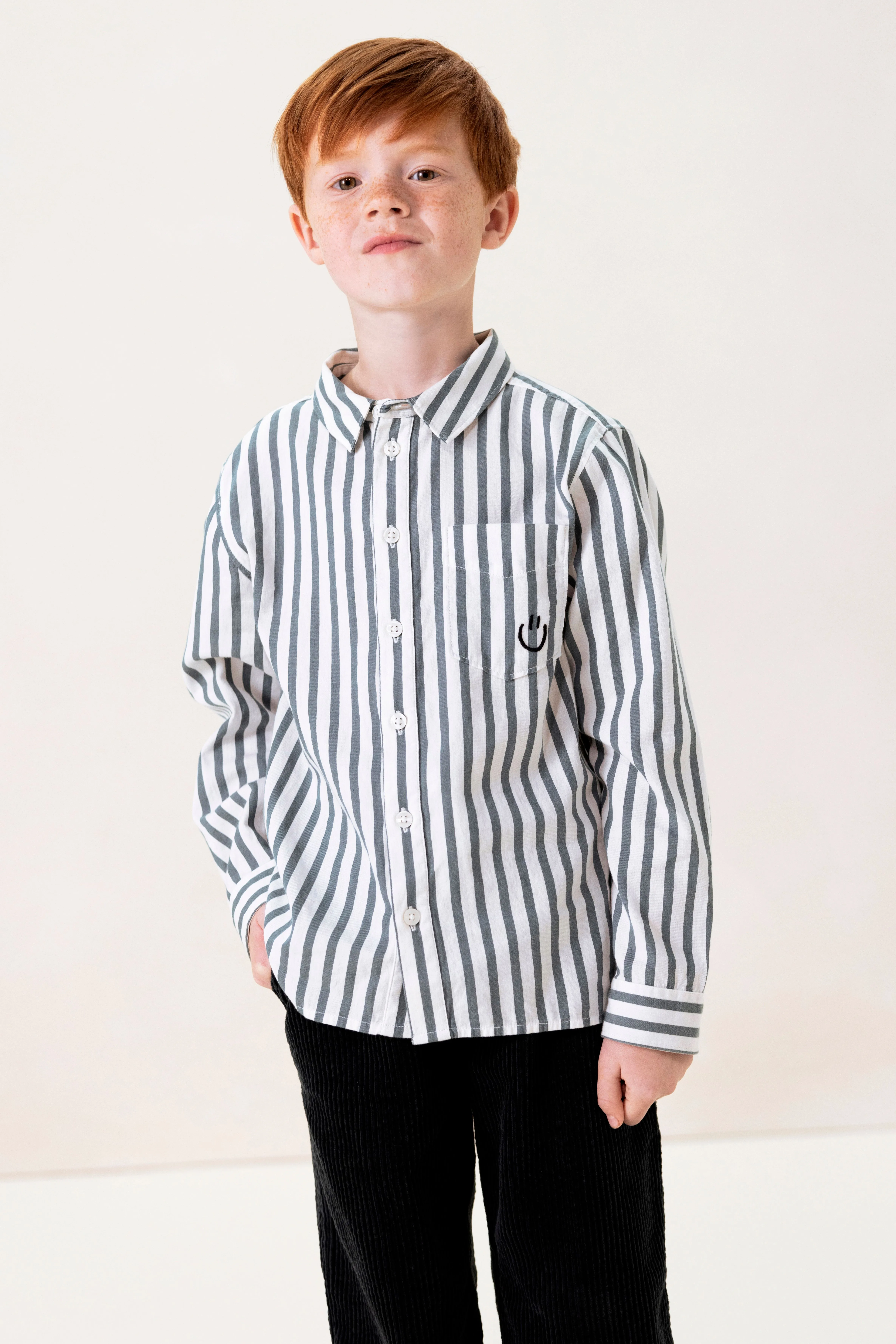 Chemise à rayures avec illustration - bleu