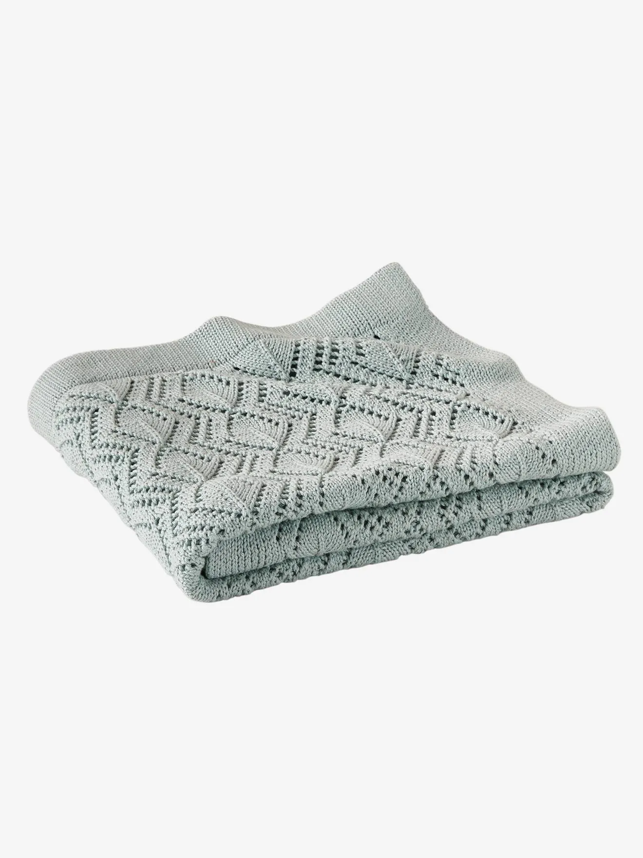 Couverture pointelle en coton bio* vert d'eau - Vertbaudet