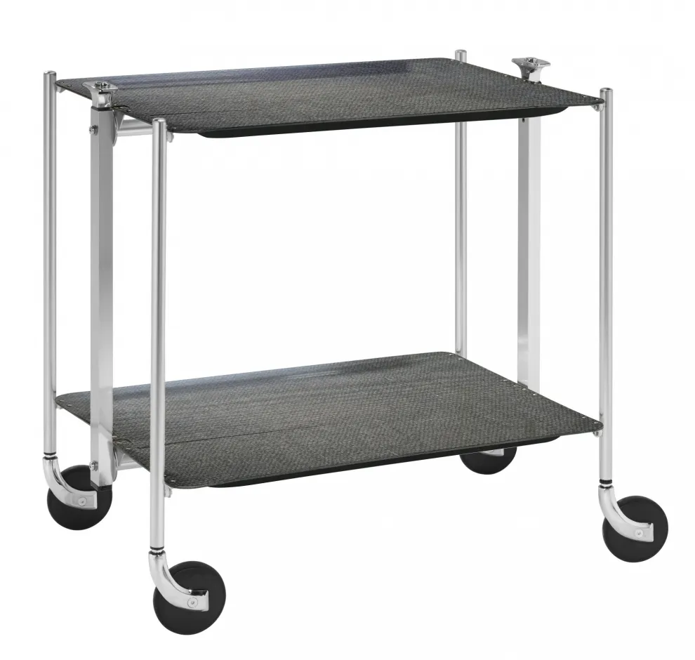 Desserte de cuisine Textable chromé 2 plateaux gris Anthracite