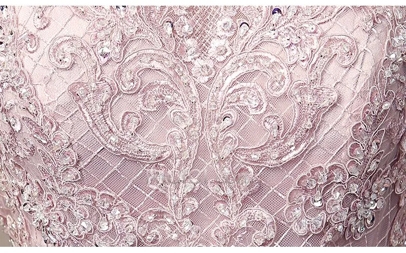 Dos Nu Élégant Appliques Avec La Queue 2018 Dentelle Rose Poudré Évasée D ete Col Bateau