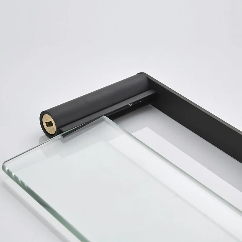 Etagère de salle de bains en verre acier inoxydable noir simple