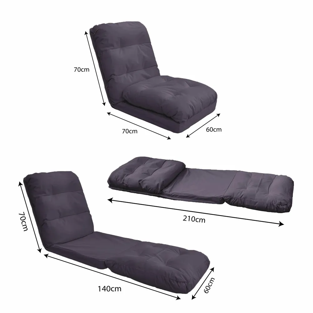 Fauteuil convertible avec dossier réglable à 6 positions gris foncé