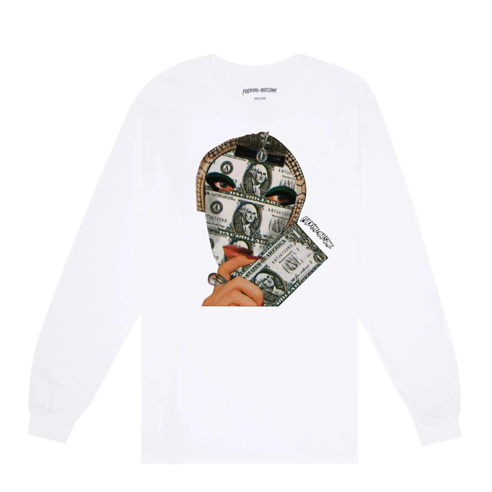 Fucking Awesome - Money Face L/S Tee White - White