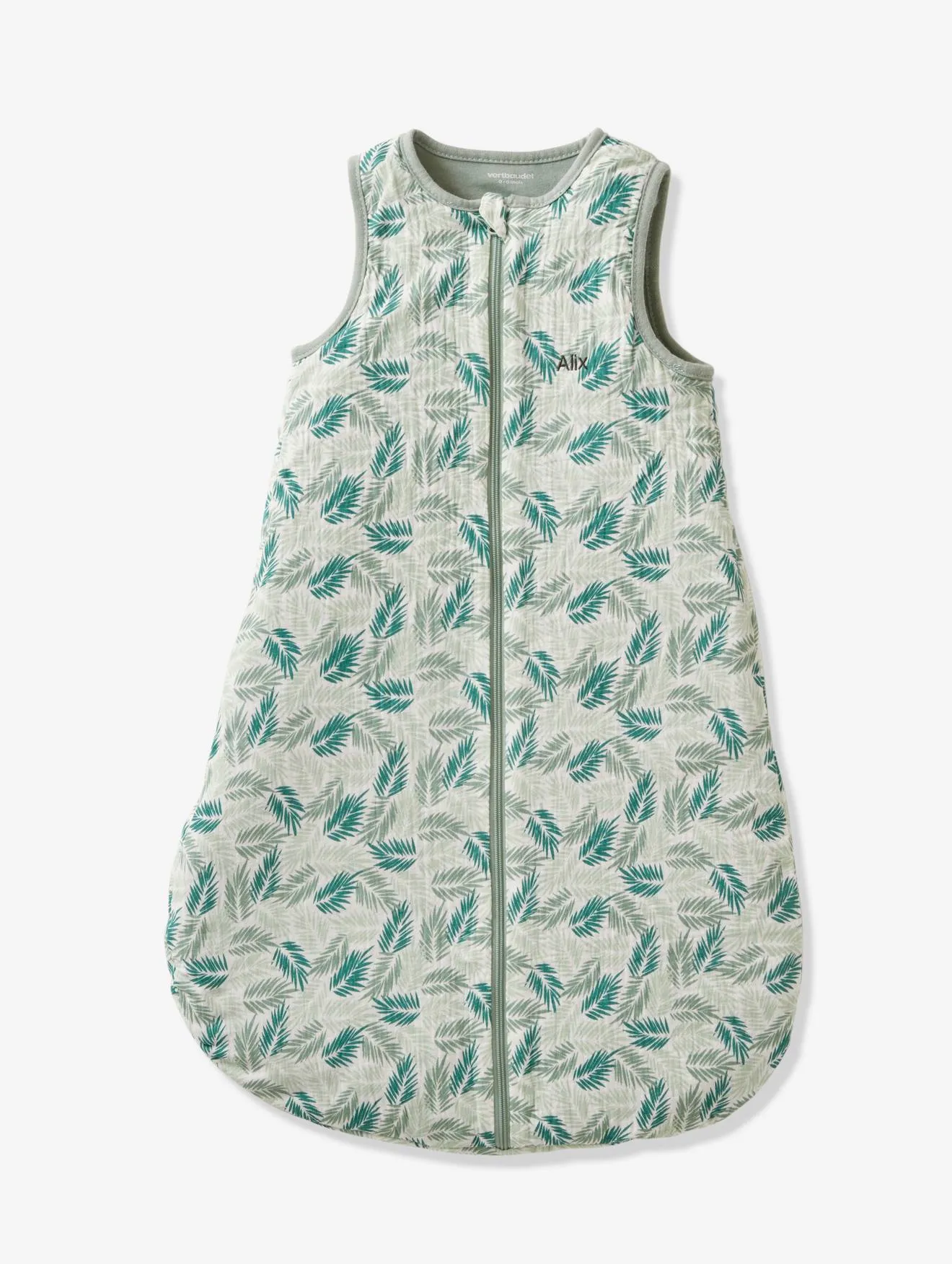 Gigoteuse spécial été ouverture centrale en gaze de coton TROPICAL personnalisable vert - Vertbaudet