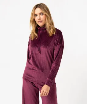 haut de pyjama en velours cotele femme violet hauts de pyjama