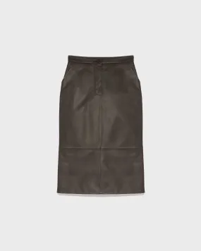 Jupe droite en cuir d'agneau