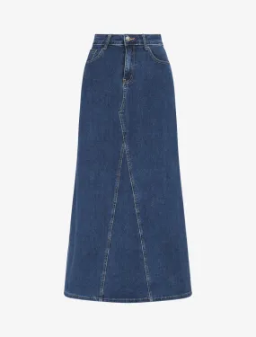 Jupe longue à taille haute - Bleu