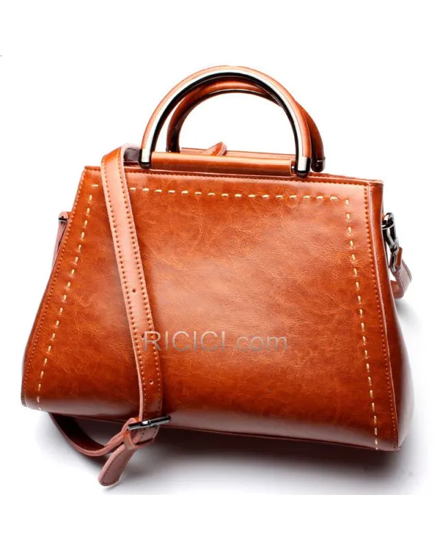 Marron Sac Bandoulière Cuir Simple Sac À Main Femme