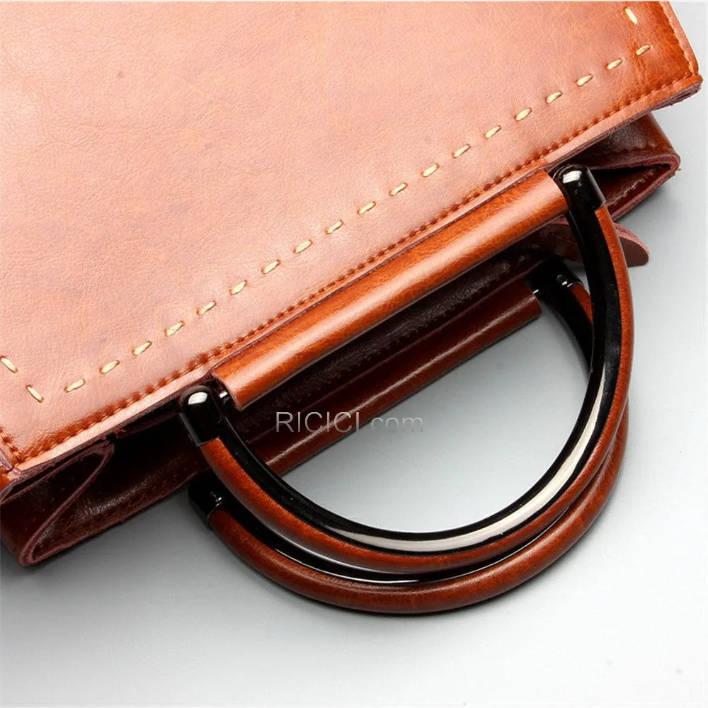 Marron Sac Bandoulière Cuir Simple Sac À Main Femme