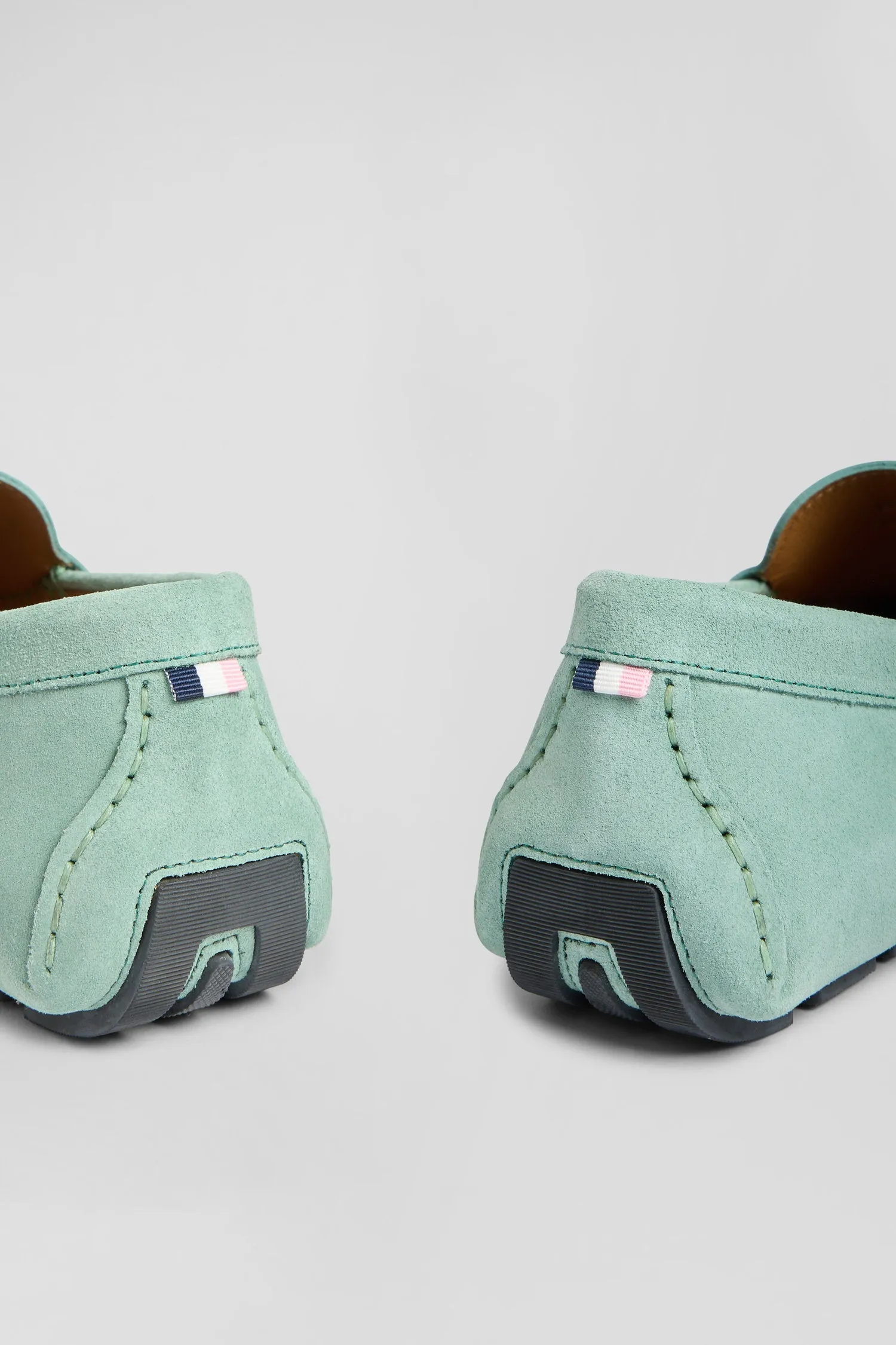 Mocassins vert en cuir suédé