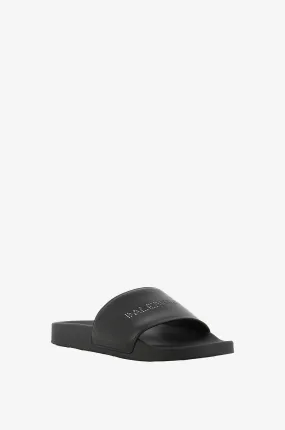 Mules plates en cuir et cristaux Pool Slides