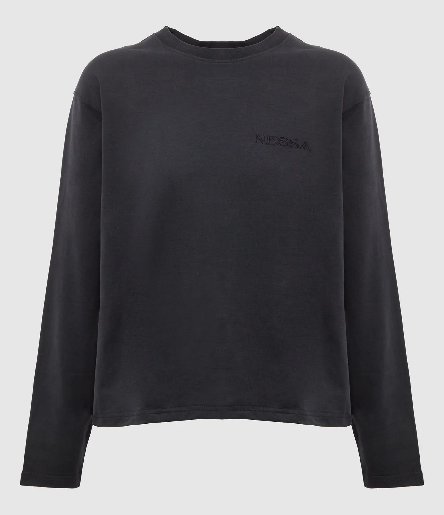 NESSA Partager  Tee-shirt Manches Longues Coton Noir  