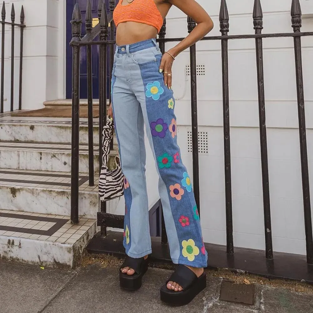 Pantalon Patte d'eph Fleuri