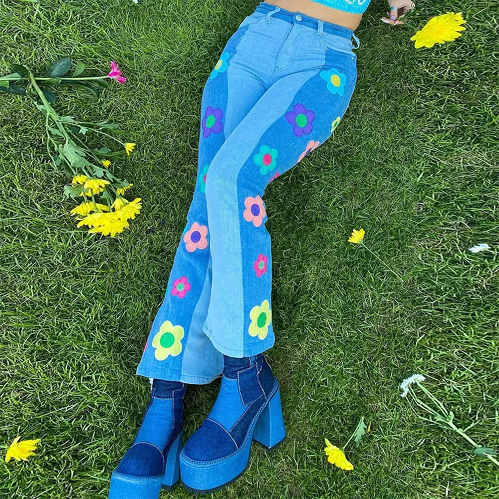 Pantalon Patte d'eph Fleuri