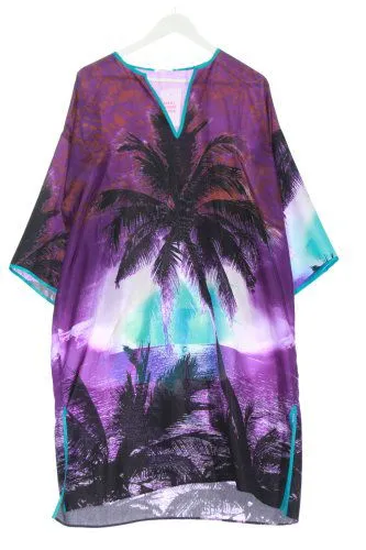 P.A.R.O.S.H. Tenue de plage violet-turquoise imprimé allover