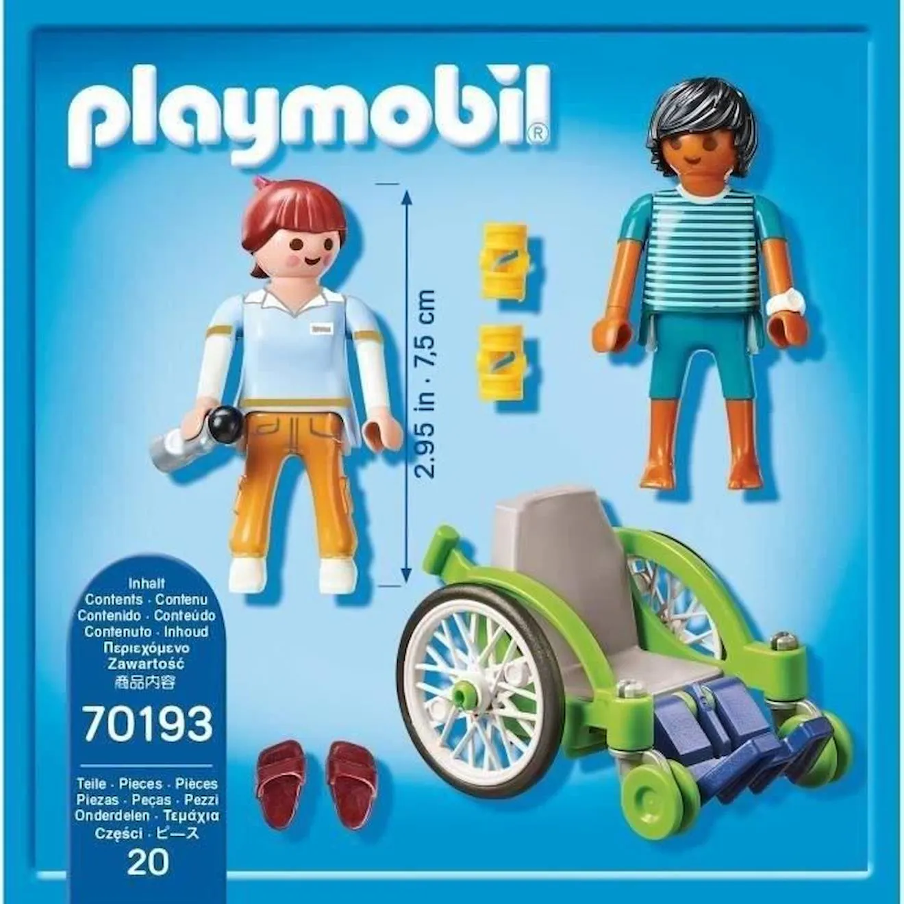 PLAYMOBIL - 70193 - City Life L'Hôpital - Patient en fauteuil roulant vert - Playmobil