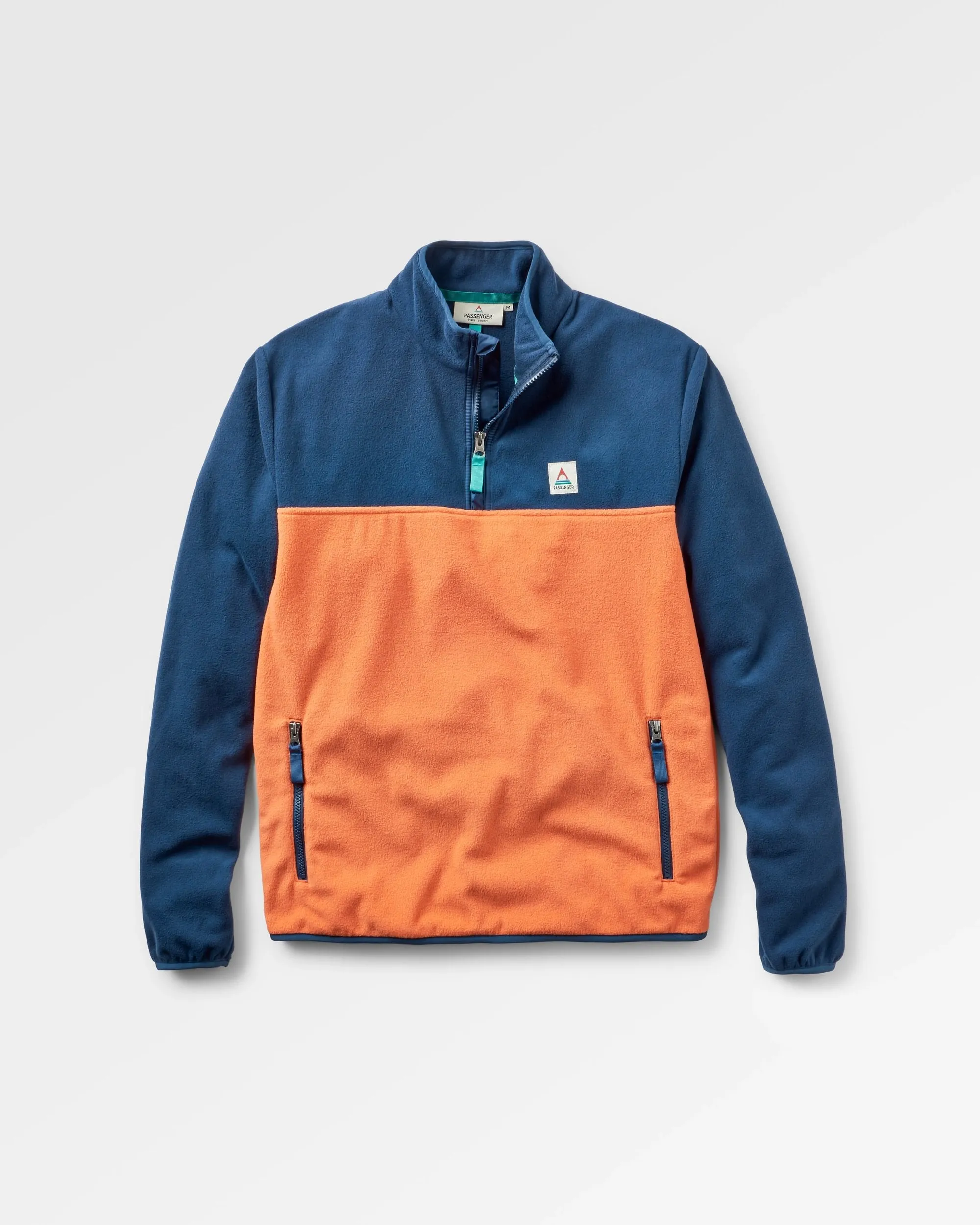 Polaire Recyclée à Fermeture 1/4 Polar Set Off - Marine Riche/ Orange Brlé