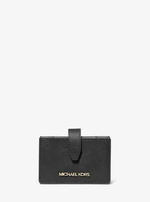 Porte-cartes accordéon Jet Set Travel en cuir saffiano de taille moyenne