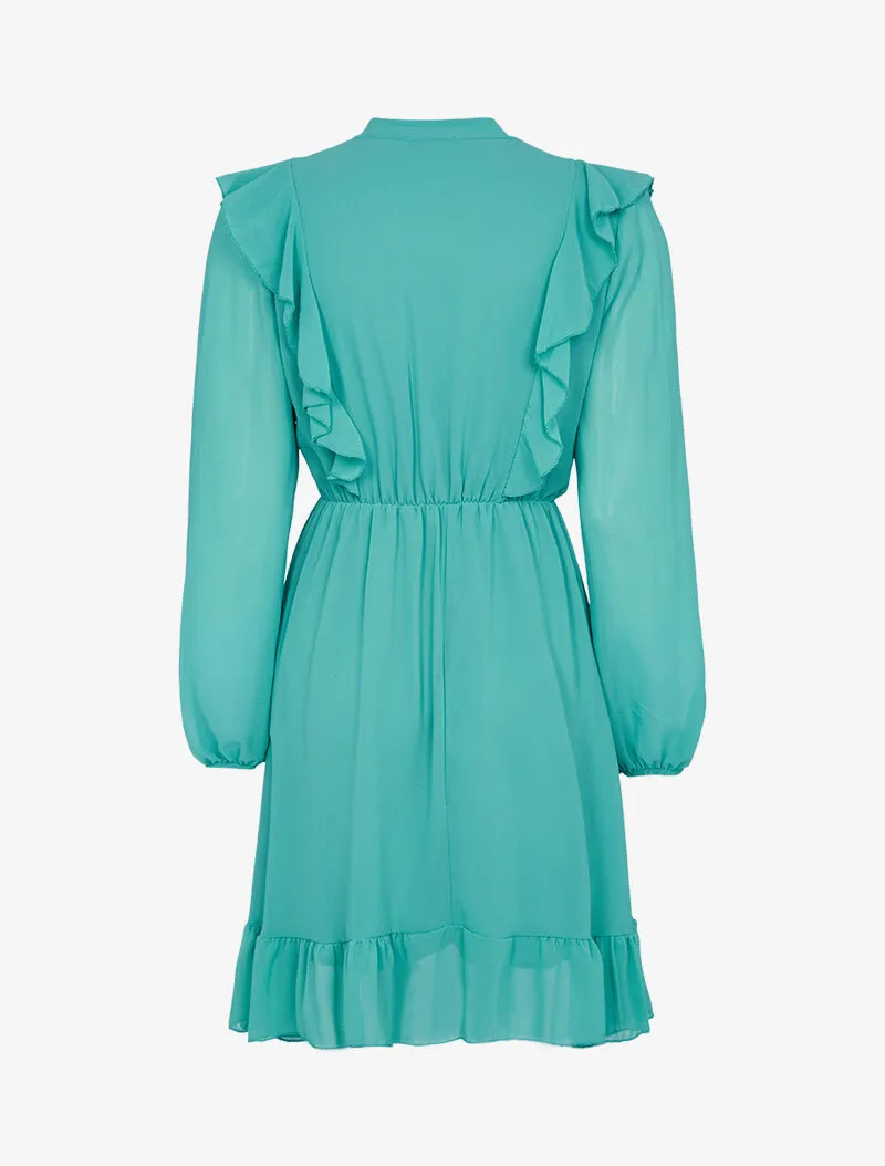 Robe volantée en voile - turquoise