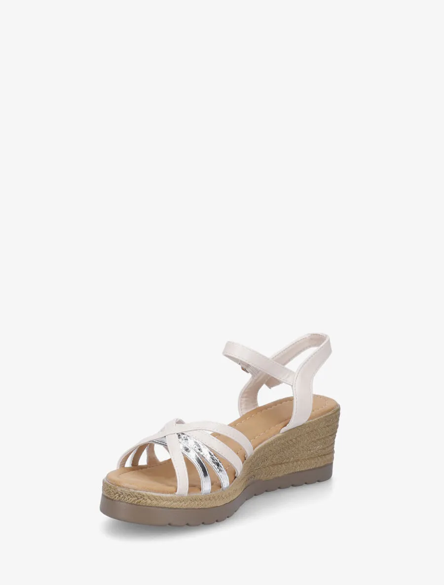 Sandales compensées brides croisées - Beige