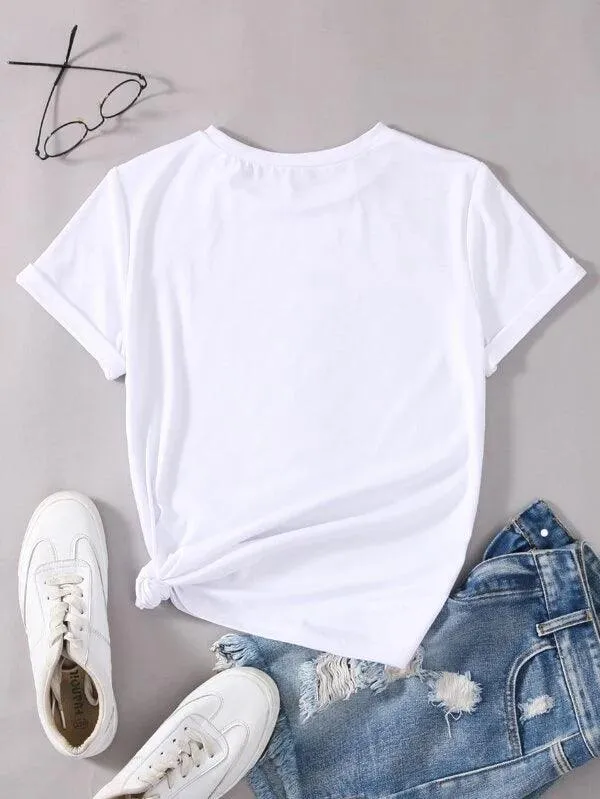 SHEIN EZwear T-shirt cur et lettre