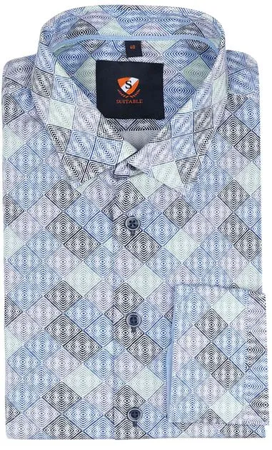 Suitable Twill Chemise Rayures Bleu 244-3 HBD Check Blue Min