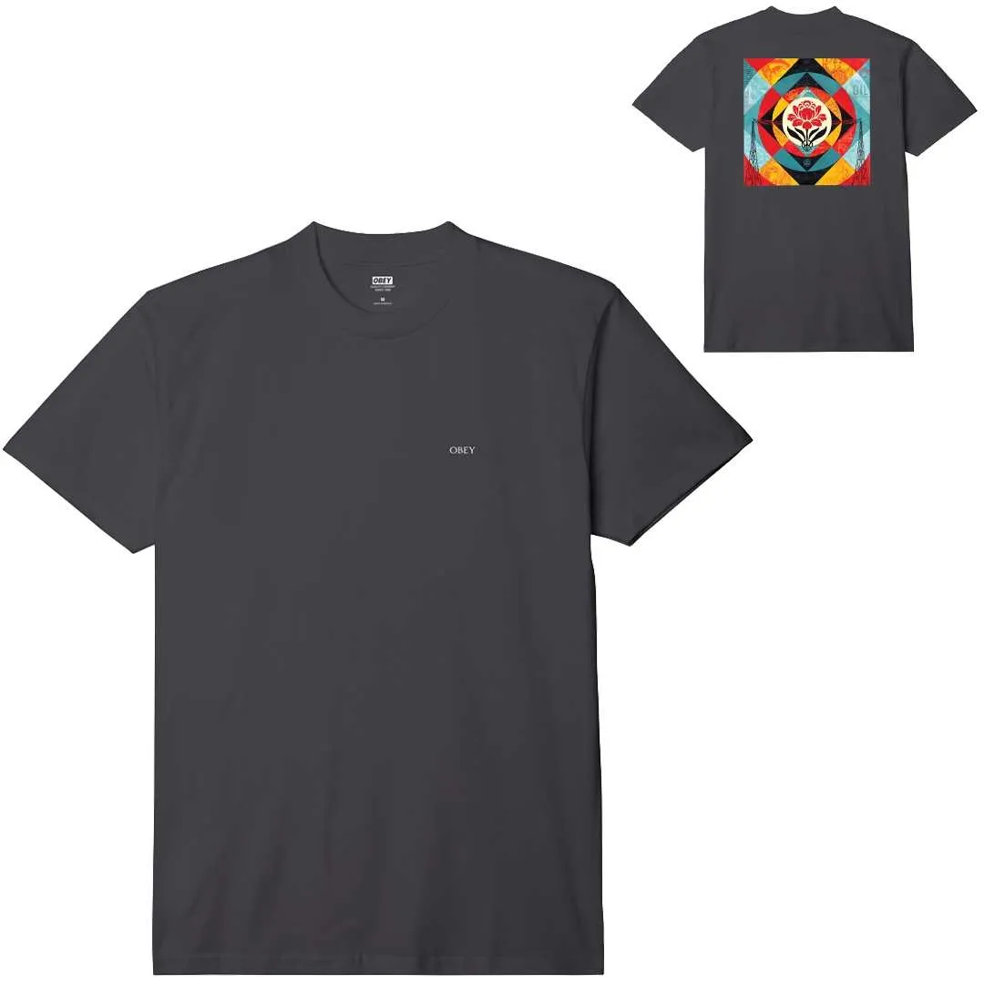 T-shirt : OBEY GEOMETRIC POWER CANVAS TEE Black - Bamboo Skateshop