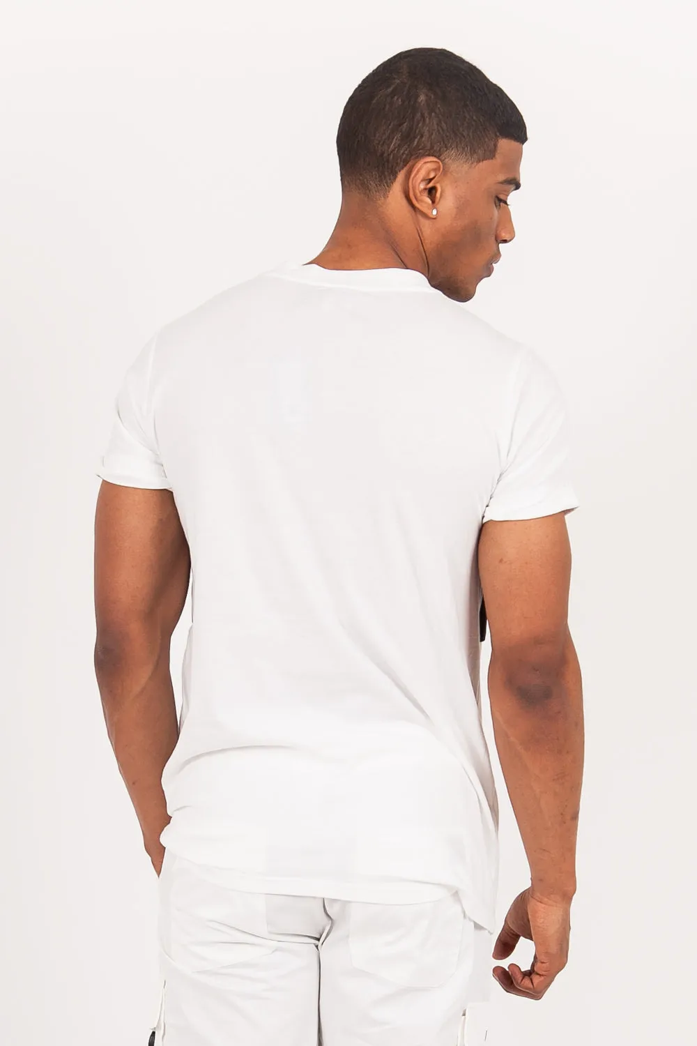 T-shirt bicolore poche centrale blanc