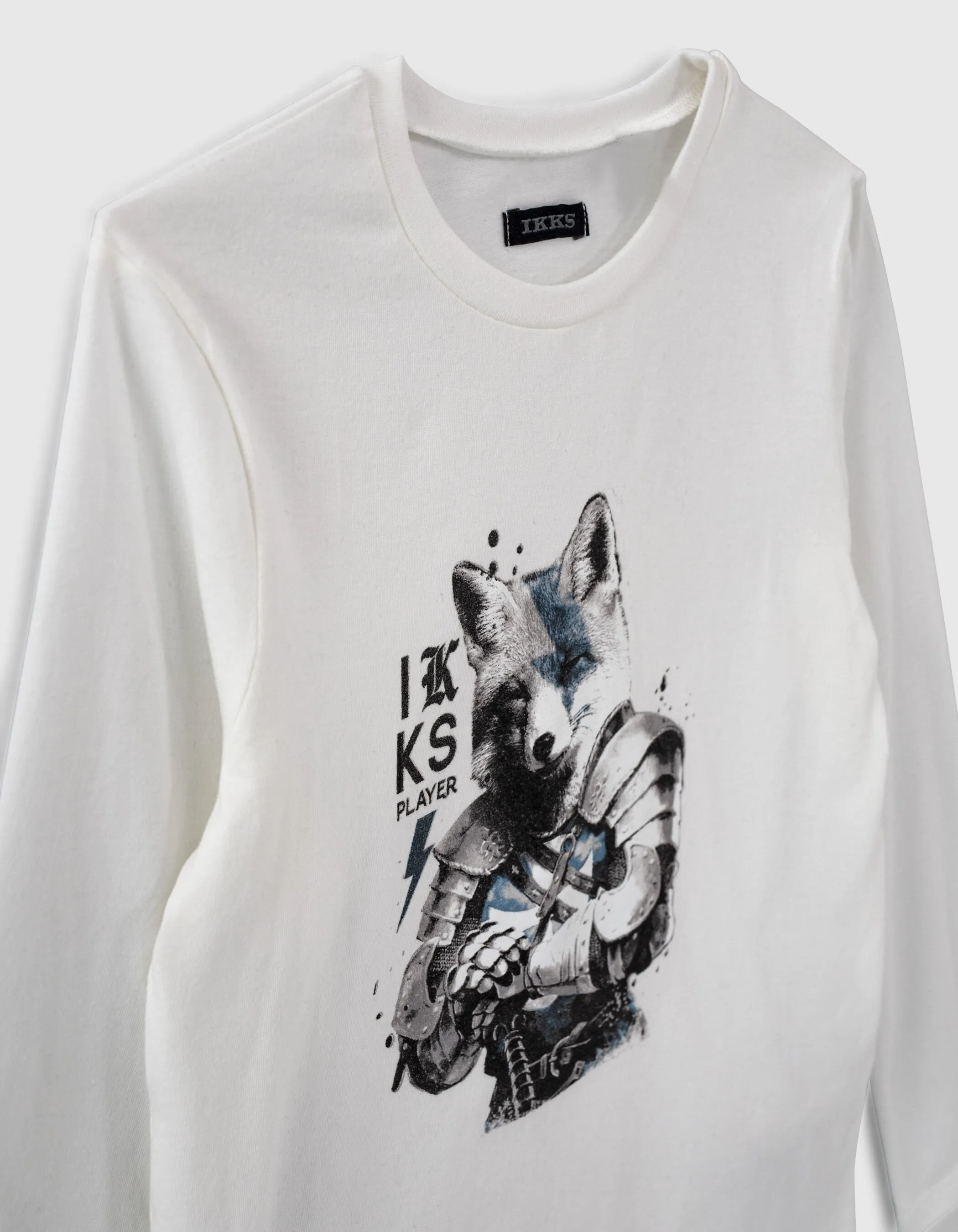 T-shirt blanc cassé visuel renard-chevalier garçon