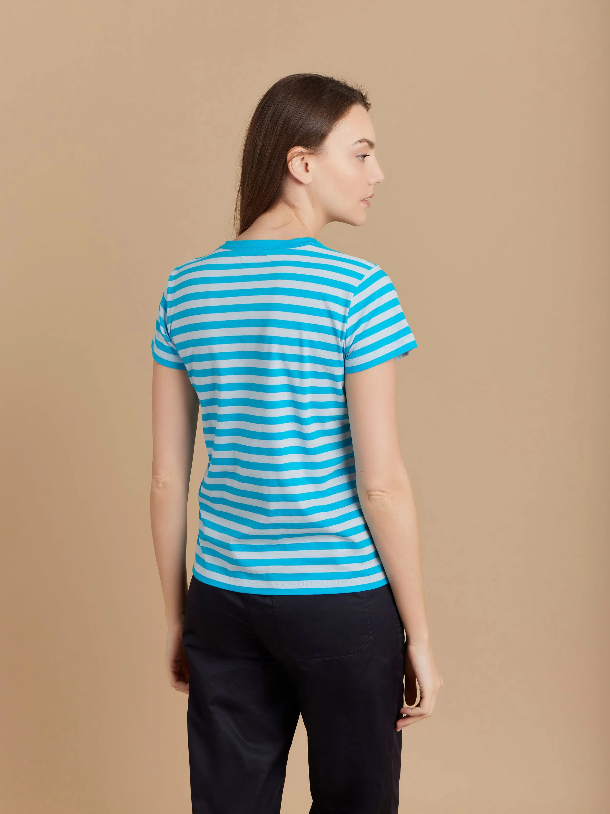 t-shirt Brando en coton à rayures 12x12 turquoise