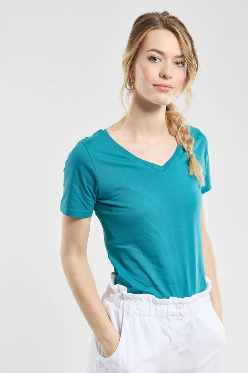 T-shirt col V - coton léger