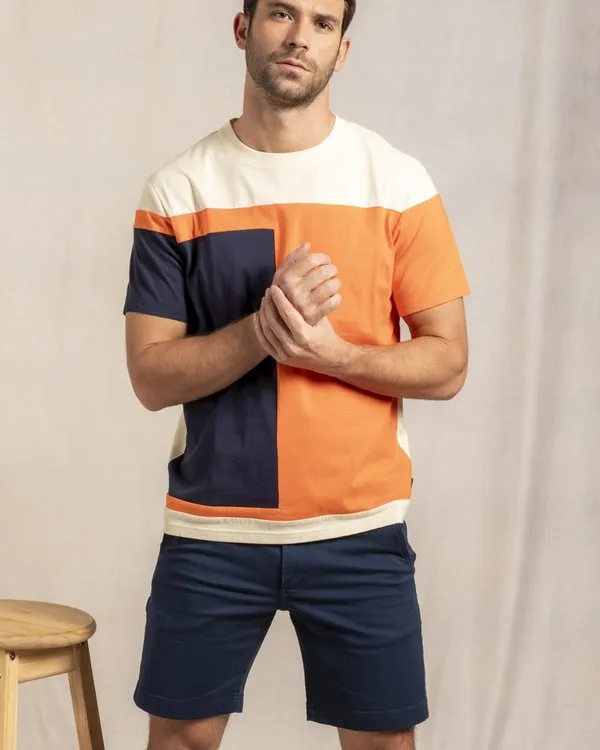 T-shirt colorblock orange 