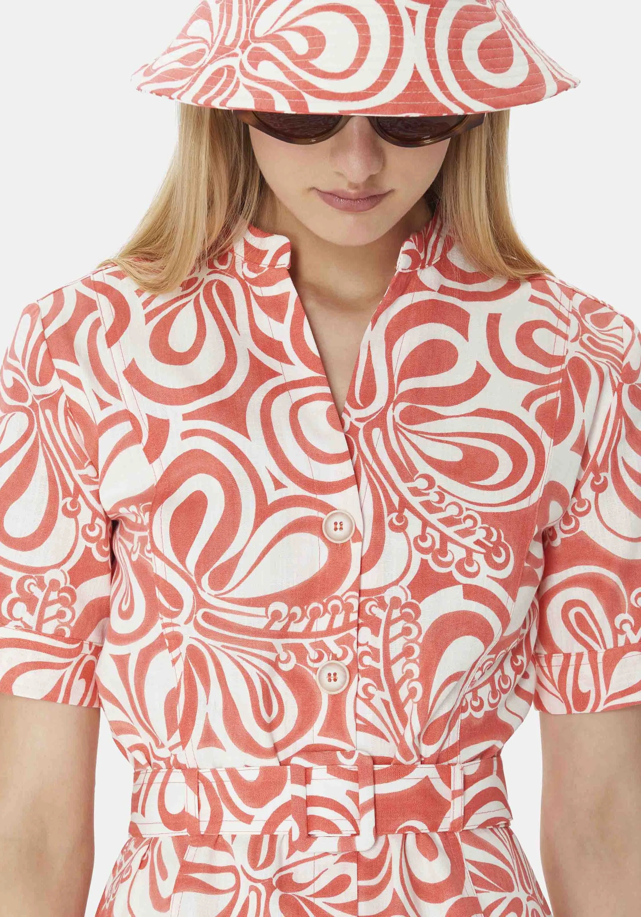 TARA JARMON  Robe courte graphique courte courtes rond - rosemarine - Orange