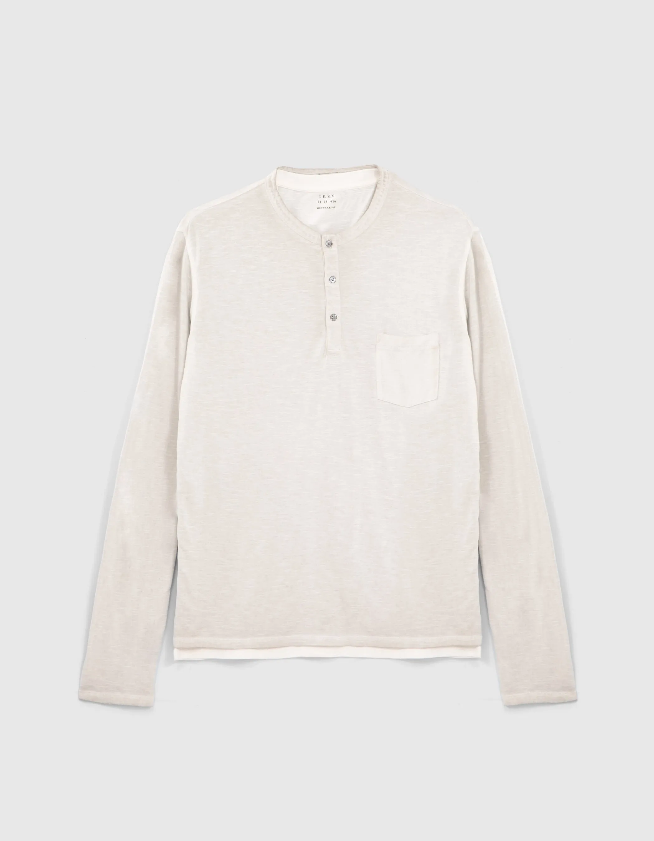 Tee-shirt 2-en-1 greige et blanc à manches longues Homme