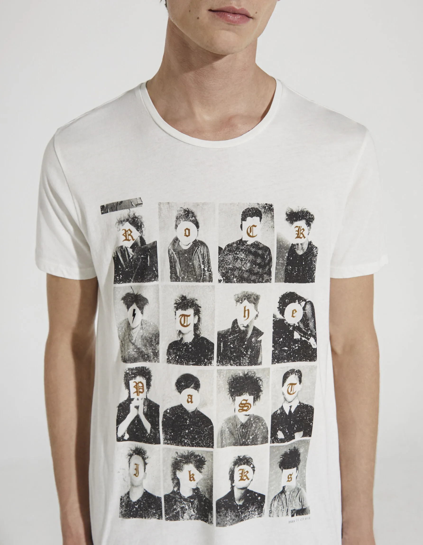 Tee-shirt blanc cassé visuel rockeurs bio Homme