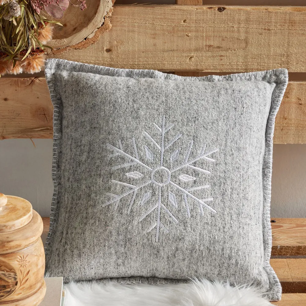 Today - coussin carré flocon de neige en coton brossé