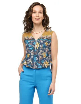 Top motifs floraux bleu - T-Shirts