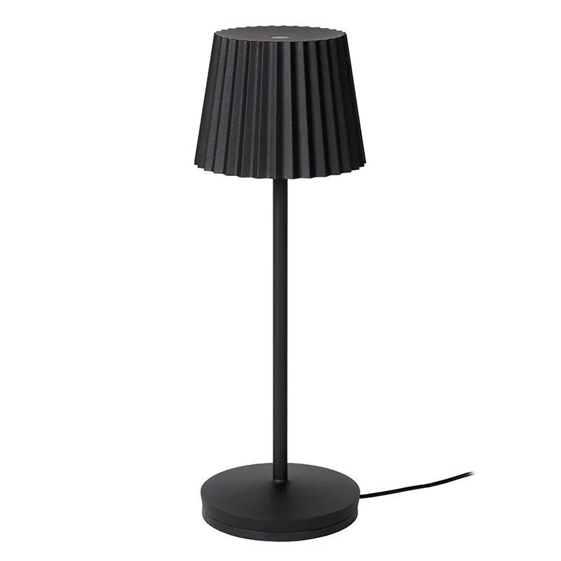 Zwarte buiten tafellamp landelijk, Justine, 2W, 2700K LED, IP54, met touchdimmer